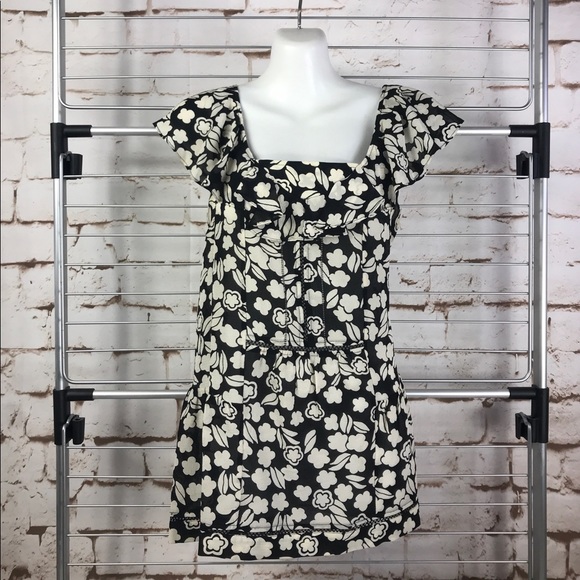 👚Anthro Top Blouse Silk Bk Cap Sleeve Print Sz 8 - Picture 2 of 6